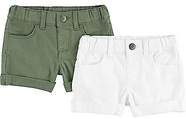 Simple Joys by Carter's Denim Shorts, Pack of 2 Jean, Blanc/Vert Olive, 5 Ans Fille