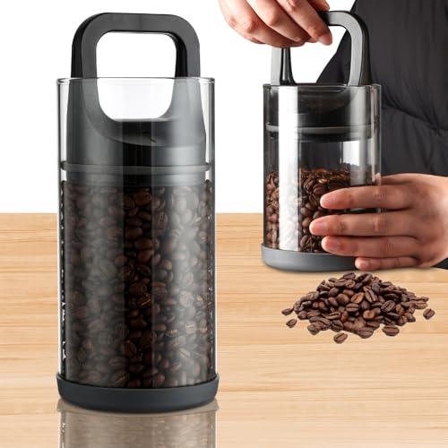 Nizirioo Kaffeedose Luftdicht Kaffeebohnen Behälter Kaffeebehälter Aus Glas Hohem Borosilikatgehalt Kaffeedose Vorratsdose Aromadose Vakuum Kaffee Dose Für Kaffeebohnen Tee Nüsse Kakao Kaffee(1450ml
