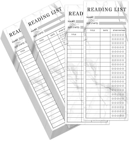 Book Tracker Bookmark Stacked Books Design Bookmarks Double-Sided Reading Page Markers Bookmarks for Book Lovers 3 x 8 Inch Reading List Bookmark Libraries Reading Cards 50 Pack