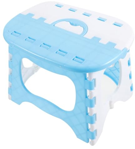 Amosfun Tabouret Pliant Plastique 25 X 20 X 20 cm 1 X Tabouret | Ouverture D’Une Main, Poignée De Transport, Surface Texturée, Pour Cuisine, Salle De Bain, Camping-Cars, Enfants