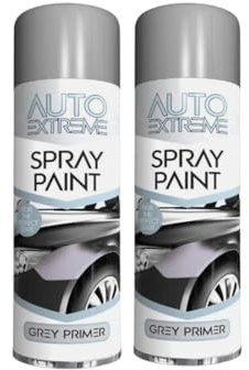 PEBBLE HUG All Purpose Spray Paint, Grey Primer Aerosol Paint, Ideal and Perfect Finish for Cars, Bikes, Vans, Metal and Wood, Quick Drying, Safe and Durable, 250ml (2 Pcs)