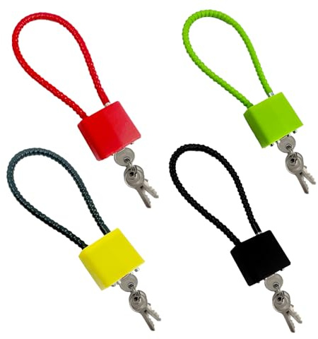 KATIMI 4 Piezas Candado de Alambre para Maleta, Candado de Cable Antirrobo con 3 Llaves, Candado con Grillete Largo, Candado de Cable para Archivadores Seguros (4 Colores)
