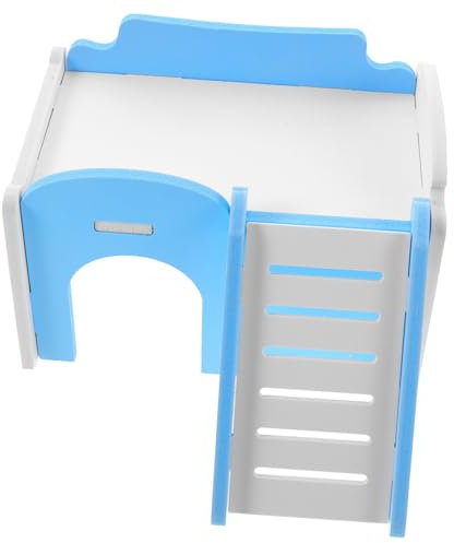 FONDOTIN Hamsterhaus Aus Holz Mit Hang Leiter Für Kleintiere Versteckhütte Für Hamster Und Mäuse Natürliches Haustierhaus