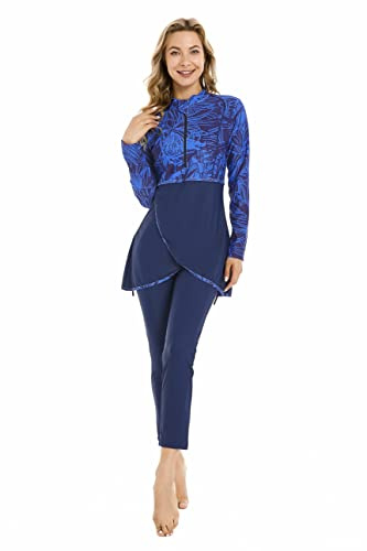 TaissBocco Full Swimming Costume Burkini for Women Modest Girls Swimsuit Islamic Swimwear Plus Size(XL, T11)