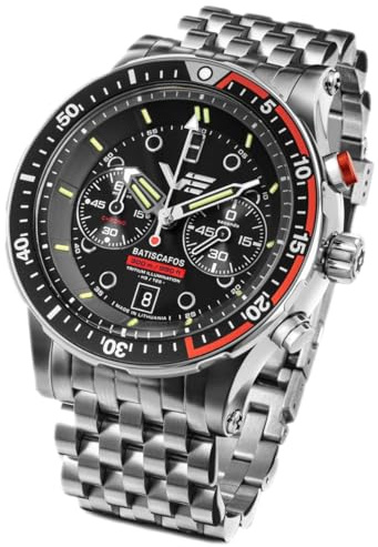 Vostok Europe 511A771-B Batiscafos herrkronograf med länkband i rostfritt stål