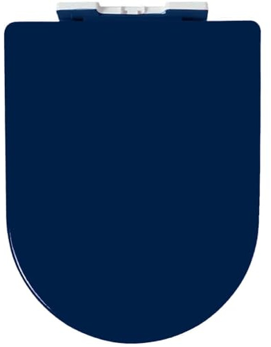 Dazzluxe Sièges De Toilette Universels en Forme De D, Abattant WC Silencieux sans Claquement avec Couvercle De Toilette À Fermeture Lente, Facile À Assembler, Siège De Toilette en PP Coloré,Marine