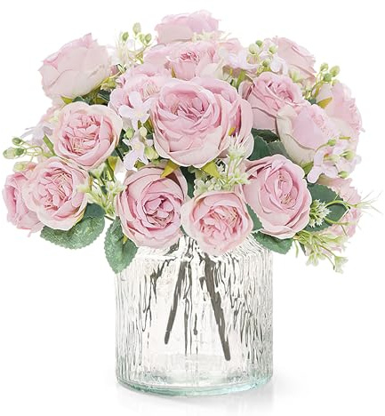 ASTNIC 2 Bündel Pfingstrose Kunstblumen, Künstliche Blumen, Kunstblumen wie echt, Blumenstrauß Künstlich, Fake Blumen für Hochzeitsdeko, Tischdeko, Blumenarrangement, Party Deko