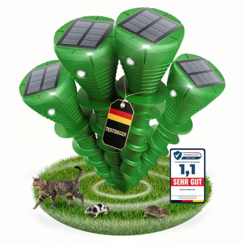 Solar Maulwurfschreck 4er Set – Ultraschall Maulwurf Vertreiber Testsieger, IP65 Wasserdicht, gegen Wühlmaus & Maulwurf, für Garten & Rasen