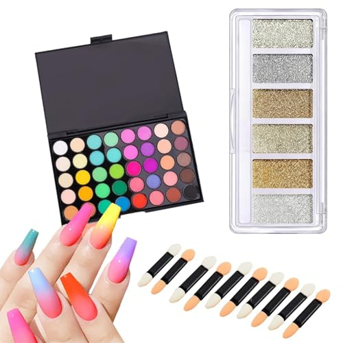 Zosutetoxo 46 couleurs poudre à ongles pigmentée, palette de pigments chrome avec nuances néon pour dégradé ombré et manucure audacieuse, fournitures de manucure pour la maison et salon plus stylo