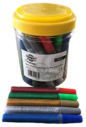 Creation Station CT2065 12 ml Glitter Glue Pens, Pack of 30, Multi-Colour