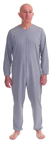 FERRUCCI COMFORT Sleepsuit Sanitary Serenity Long Sleeve 1 Zipper/Zip Back Summer Pyjamas (Light Blue / Sky, XXL)