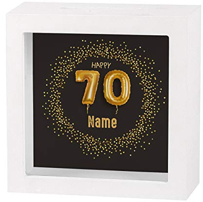 Herz & Heim® Geldgeschenk zum runden Geburtstag in Form Einer bedruckten Spardose als Bilderrahmen 70. Geburtstag
