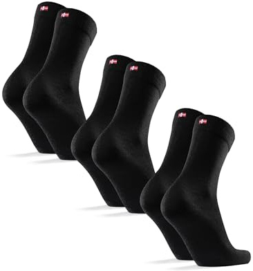 DANISH ENDURANCE Merino Wool Socks Mens, Premium Smart Mens Socks, Breathable Comfort, 3 or 5 Pack, Black, 13-15
