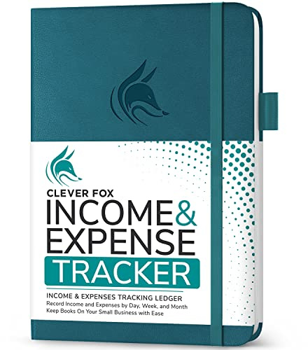 Clever Fox Income & Expense Tracker – Accounting & Bookkeeping Ledger Book for Small Business – 1-Year Record Notebook, A5 (Dark Teal)