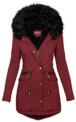 HHMY Chaqueta de invierno para mujer, parka, abrigo de invierno cálido de pelo de peluche, chaqueta larga, abrigo de invierno, parka cortavientos, chaqueta para exterior, impermeable, parka, parka,