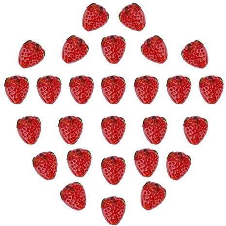 PandaHall 30st Erdbeerperlen, 3D-Obstperlen Lampwork Glasperlen Abstandshalter Lose Perlen Rot Süße Charms Nachahmung Erdbeer-Anhänger Für Schmuck Armbänder Basteln