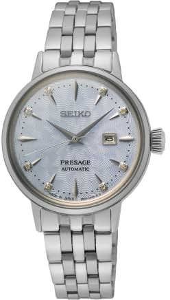 Seiko Ladies Presage Automatic Light Blue dial Silver Bracelet Watch SRE007