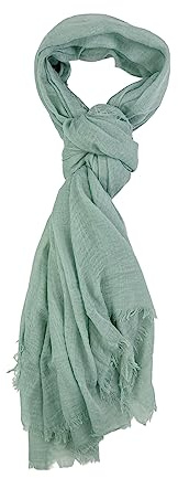 Humble Hilo Écharpe tissée en gaze de style bohème pour femme, châle, tour de tête à franges léger, se plie long et petit, sauge, taille unique