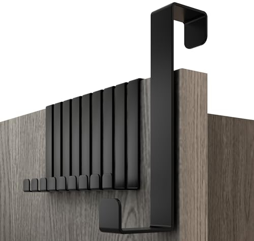 Menz Porte-manteau pour porte, set de 10 - crochet porte noir, 1,6-2,2 cm x 8 cm - fixation stable, attache durable