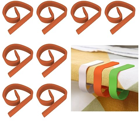 KARELLS Sujeta Manteles De Mesa Exterior, Sujeta Manteles, 8 Piezas Pinzas Mantel Mesa Exterior, Pinzas para Manteles, Sujeta Manteles de Mesa, Clips para Mantel, Pinzas Sujeta Manteles, Naranja