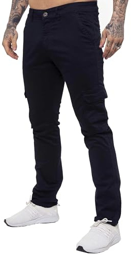 989Zé ENZO herr cargo slim fit stretch chinos jeans, blå, 32W x 32L