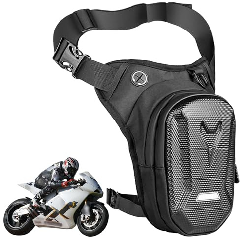 Sac de jambe de moto, sac de jambe pour homme et femme, étanche, sac banane de sport, ceinture réfléchissante, réglable, sac banane pour la course, le cyclisme, la moto, le sport, Noir