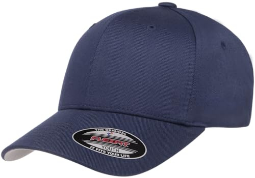 Mrlahat 6277Y Youth Kid Flexfit Wooly Combed Cap Hat 6 Panel with Black Bandana (US, Numeric, 6 1/2, 7, Navy)