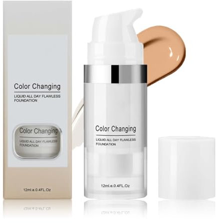 Foundation Color Changing, Farbwechselnde Foundation für Reife Haut, Flawless Concealer Flüssig Foundation Make Up, Lang Anhaltender Makeup Halt changing Foundation, Feuchtigkeitsspendende(12ml)