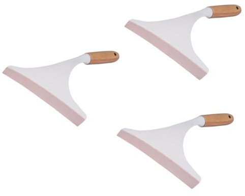 PACKOVE 3 Piezas De Limpiador De Ventanas Escobilla De Goma Rascador De Agua para Limpieza del Hogar Rascador De Agua para Coche Mango De Bambú Automotriz Color Aleatorio