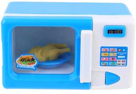 BESPORTBLE Mini Microondas de Juguete para Electrodoméstico Simulador Educativo Color Azul para rol y Estimulación Creativa Sin Batería la Imaginación Infantil