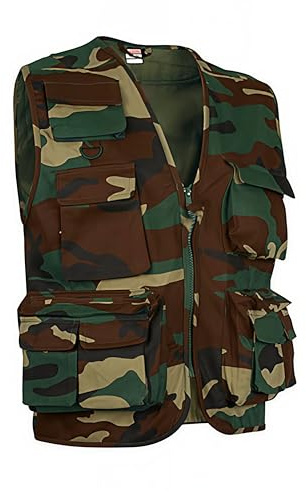 Genérico Chaleco Multibolsillos Transpirable Safari | Ideal para Trabajo, Aventura | Sarga Resistente y Confortable | Muchos Bolsillos = 9 (Talla XS, Color Camuflaje)