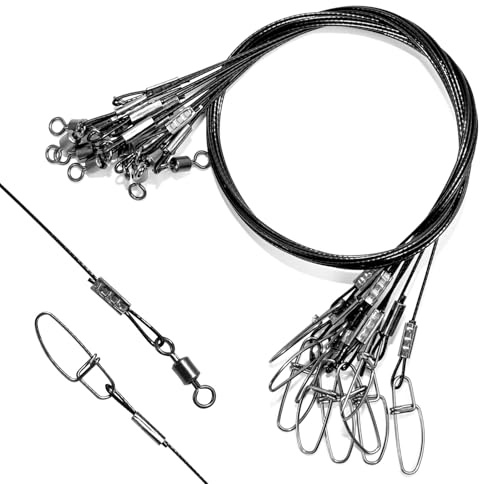Fishing Leaders Steel Line Saltwater Fishing Leaders with Swivels and Snaps,11.8inch 35LB, 19inch 110LB (19inch)