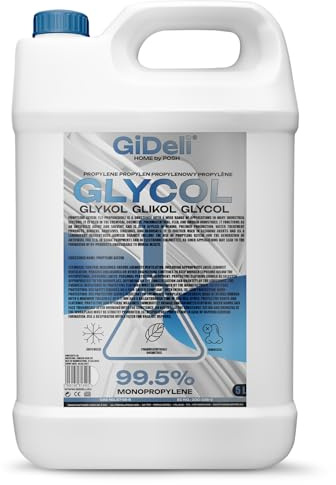 GiDeli Propylenglykol 99,5 % 5 l – monopropylenglykol 1,2 propandiol färglös och klar – propylenglykol kan blandas med vatten och polar lösningsmedel – rena kemikalier utan ändamål