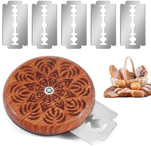 VAEIORP 1 Juego de Cuchilla Panadero y 5 Hojas de Corte, Herramienta para Pan, Cuchillo para Pan, Cortador de Pan para Baguette, Cuchillo Curvo para Decorar y Cortar Pan