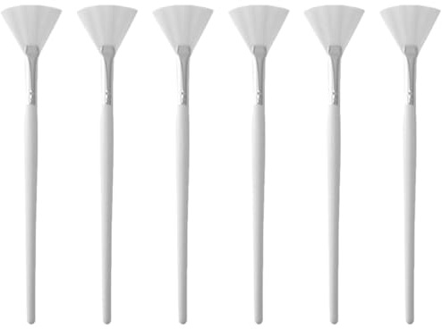 Healvian Set de 6 Aplicadores de Mascarilla Facial Forma de Abanico, Cepillos Ligeros y Portátiles de Fibra Artificial para Cuidado Diario y Viajes