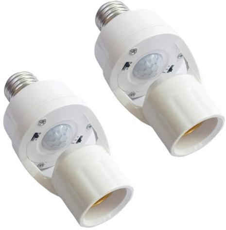 NIZEAMI Adaptateur de Douille D'Ampoule E27 à Détecteur de Mouvement PIR Intelligent avec Induction Radar, Marche/Arrêt Automatique et Détection Infrarouge Réglable