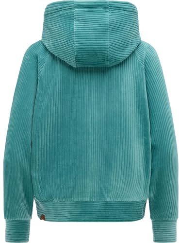 Ragwear Damen Cordjacke weiche Sweatjacke Zip-Hoodie Übergangsjacke aus weichem Kord in Samt-Haptik Corduly Cordy Teal Green26 Gr. L