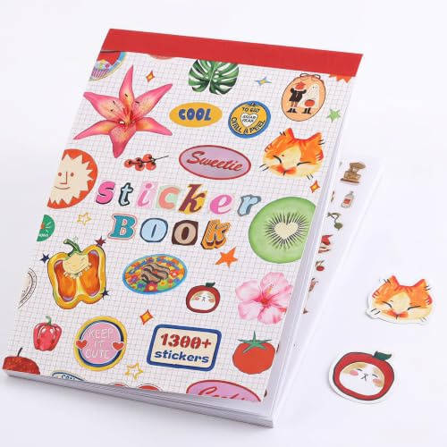 1300+ Journal & Scrapbook-klistermärken – Kawaii klistermärkesbok för vuxna & flickor | Söt drömdesign med mat & dagliga livsmotiv, perfekt för scrapbooking, journalföring & gör-det-själv dekoration