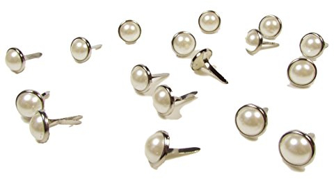 Brads zum Basteln und Scrapbooking, Perlenform, rund 8 mm Hellelfenbein X ca. 100 Stück