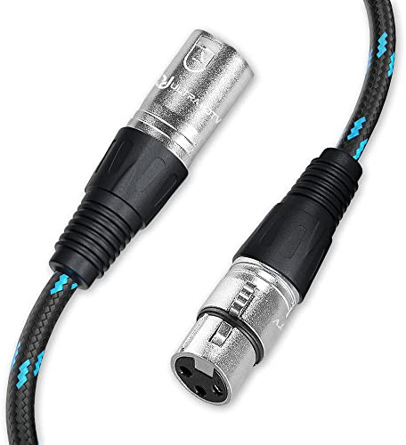 Ultra HDTV Câble Microphone XLR - 3m Mâle vers Femelle, symétrique, Cordon 3 Broches Robuste Flexible en Nylon Tressé, pour Micros, Caméra, Ampli, Table Mixage, Enregistrement Professionnel