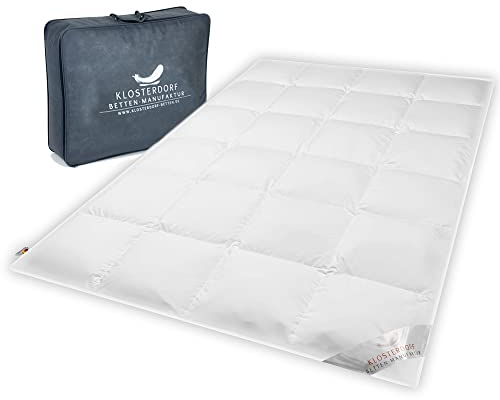 Klosterdorf Bettenmanufaktur Premium Sommerdecke - ''Typ Eiderdaune'' - 135x200 cm - 160 Gramm - EXTRA LEICHT - Daunendecke - Bettdecke - Handarbeit aus Deutschland - Für einen gesunden Schlaf