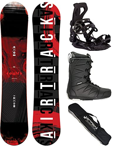 Airtracks Snowboard-Set Herren Snowboard Wide Eight Freestyle Freeride 160 - Snowboard Bindung Master - Softboots Star Black 44 - SB Bag