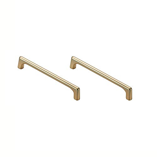 BOZONLI Maniglie per Mobili da Cucina, Maniglia per Mobili in Lega di Zinco, per Cucina, Armadio, Cassetto, Maniglia Quadrata, Tiretti per Mobili, Distanza Fori 128mm, Ottone spazzolato, 2 Pezzi