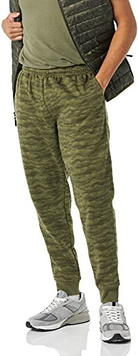 Amazon Essentials Pantalones Deportivos Holgados, Forro Polar, Ajuste Cómodo Hombre, Verde Oliva Camuflaje, L