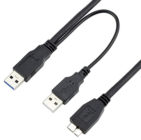 chenyang Dual USB3.0 Y-Kabel A-Stecker auf Micro USB 3.0 mit zusätzlicher Stromversorgung für SSD HDD