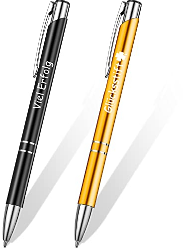 Nezyo 2 Stück Inspirierender Einziehbarer Kugelschreiber Zitate Druckkugelschreiber Kollegen Eingabestift Metall Motivation Stift für Schreibtisch Mitarbeiter, Schwarz und Gold (Charmanter Stil)