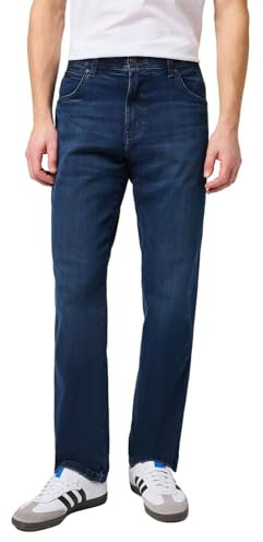Wrangler Herren Jeans Texas - Regular Fit - Blau - Arm Strong W29-W50 Stretch, Größe:50W / 34L, Farbe:Arm Strong 112341387