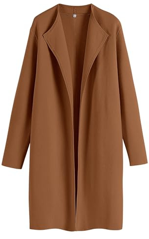 ANRABESS Women's Long Cardigans Sweater 2025 Fall Dressy Casual Lapel Knit Warm Trench Coatigan Oversized Blazer Jacket Coat Caramel X-Large