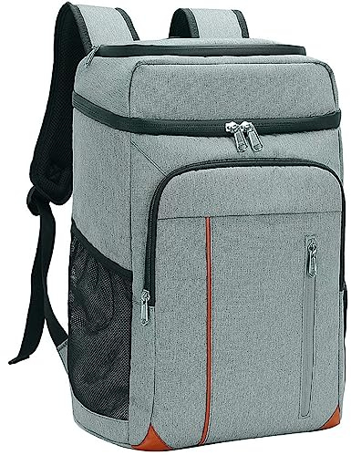 Mochila Nevera Isotermica Bolsa Refrigeradora Equipo Térmico Impermeable para Mantener Frío Caliente Comidas y Bebidas para la Playa Verano Camping Picnics Senderismo (27 litros Gris)