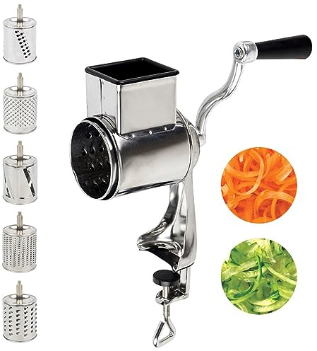 Affettatrice multifunzionale for verdure, grattugia for formaggio, grattugia a tamburo, for patate, carote, trituratore manuale for verdure, for formaggio, cetrioli, carote, grattugia, da cucina, tagl